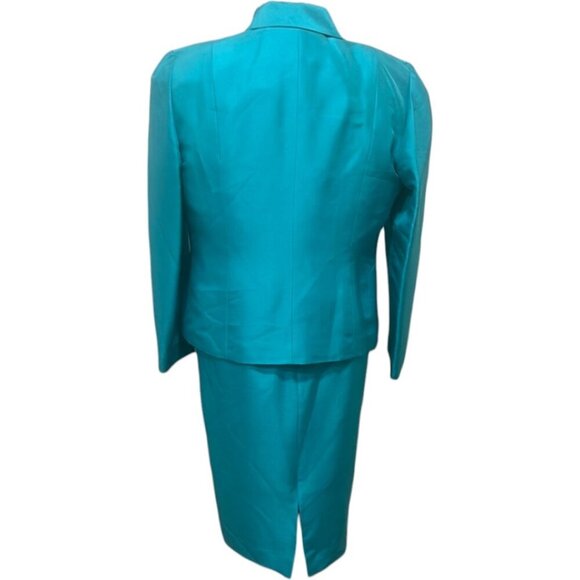 Shomi Silk Teal Dress and Blazer Suit - Size 12P - Picture 6 of 10